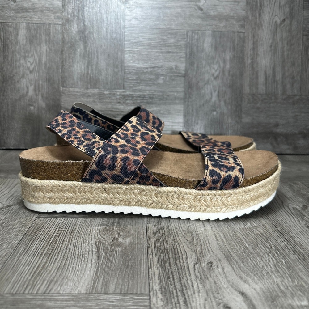 Madden Girl Cybell Sandals Womens 9 Leopard Print Platform Espadrille NEW